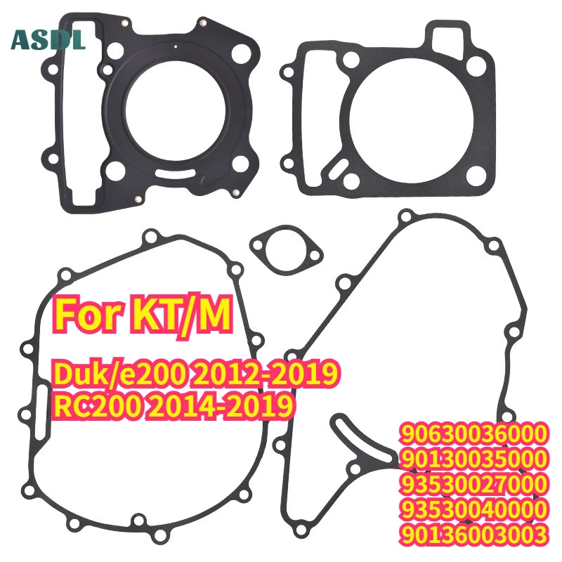 

For KT/M Duk/e 200 2012-2019 Motorcycle Complete Cylinder Gasket Kit Overhaul Mat Clutch Gasket RC200 14-19 Duk/e200 90630036000