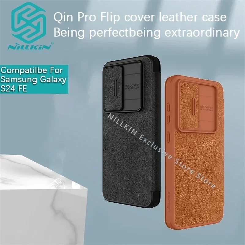 

Nillkin For Samsung Galaxy S22 S23 Plus S23 Ultra S24 FE Qin Pro leather flip lens slide cover protective case phone Case shell