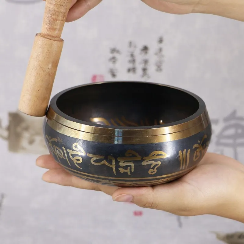 9.5cm Tibetan Singing Bowl Buddhism Meditation Bell Hand Hammered Buddhist Brass Bowl Yoga Copper Chakra Healing Spiritual Gift