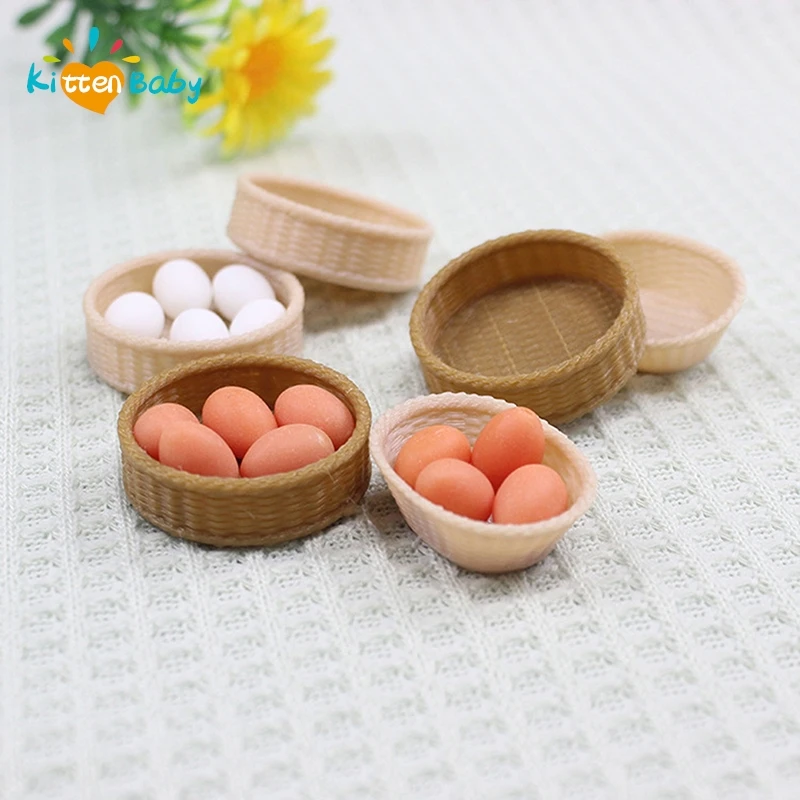 1Pc Dollhouse Storage Woven Basket Mini Fruit Vegetable Dollhouse Picnic Basket Food Storage Dollhouse Accessories Kid Gift