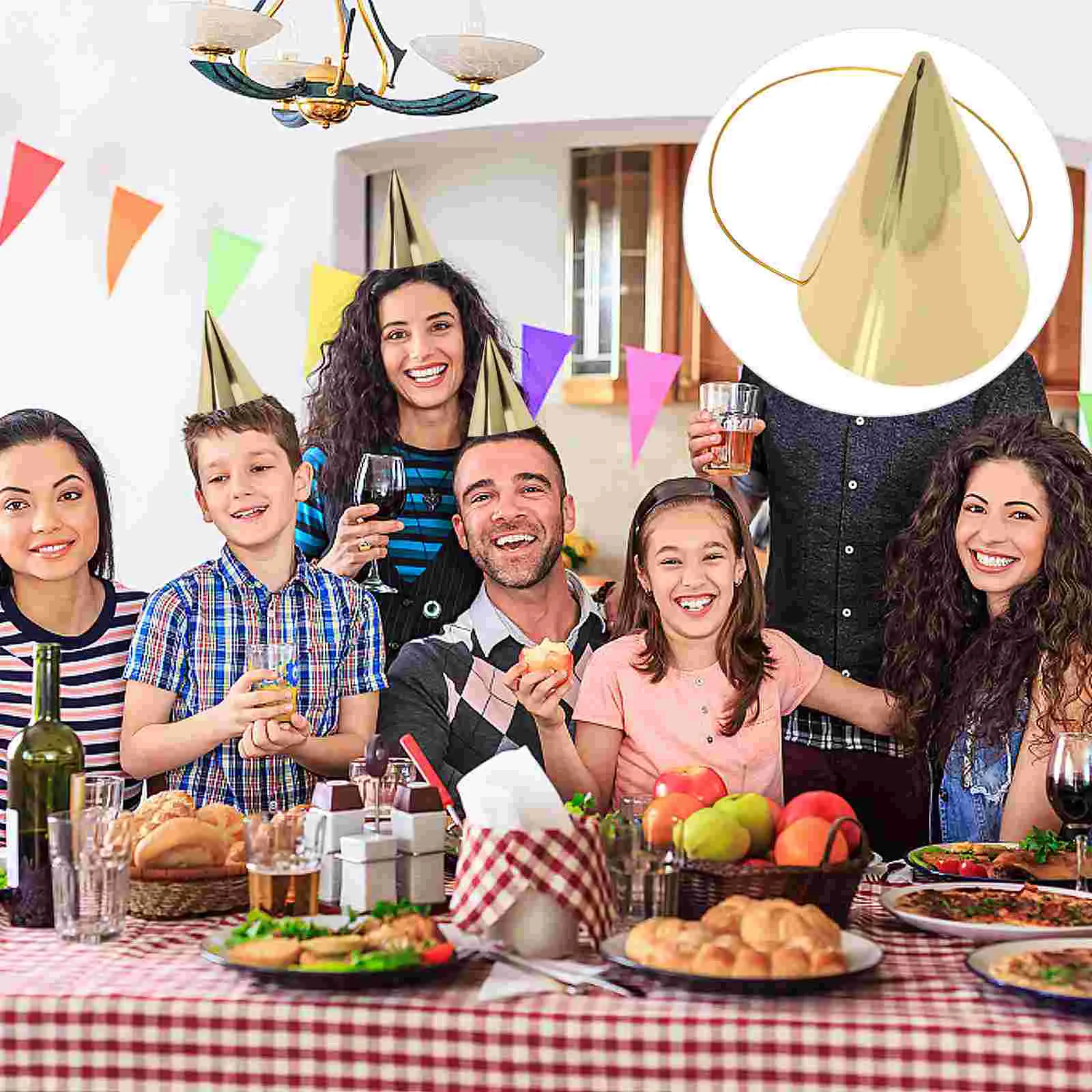 

Birthday Party Hats Gold The Hair Accessories Golden Rope Paper Cone Child