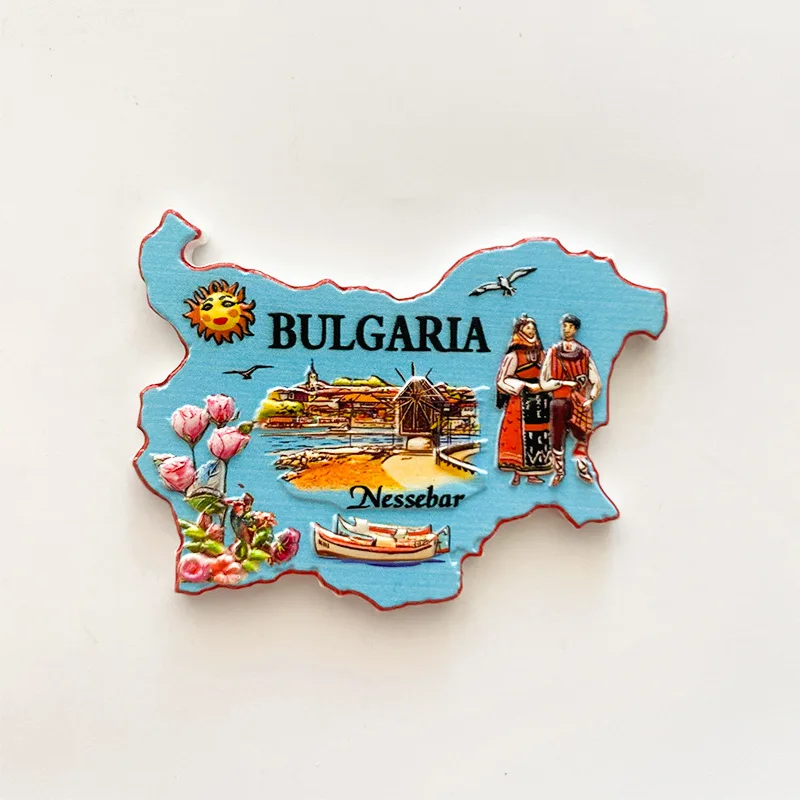 1pc, European Bulgarian Rose Round Refrigerator Magnet Travel Souvenir Home Decoration