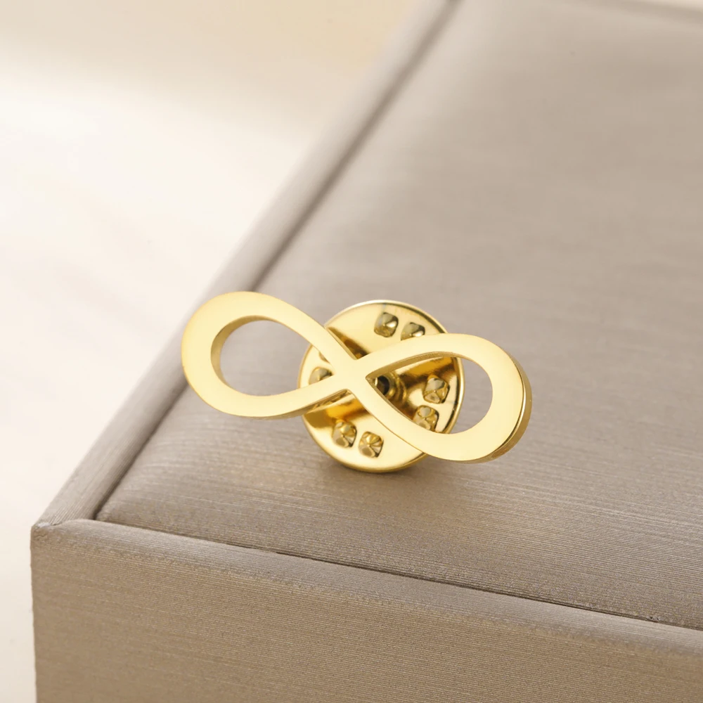 Dawapara klassische Unendlichkeitssymbol-Brosche, endlose Liebe und Freundschaft, Anstecknadel, Edelstahl-Accessoires – Detail 9