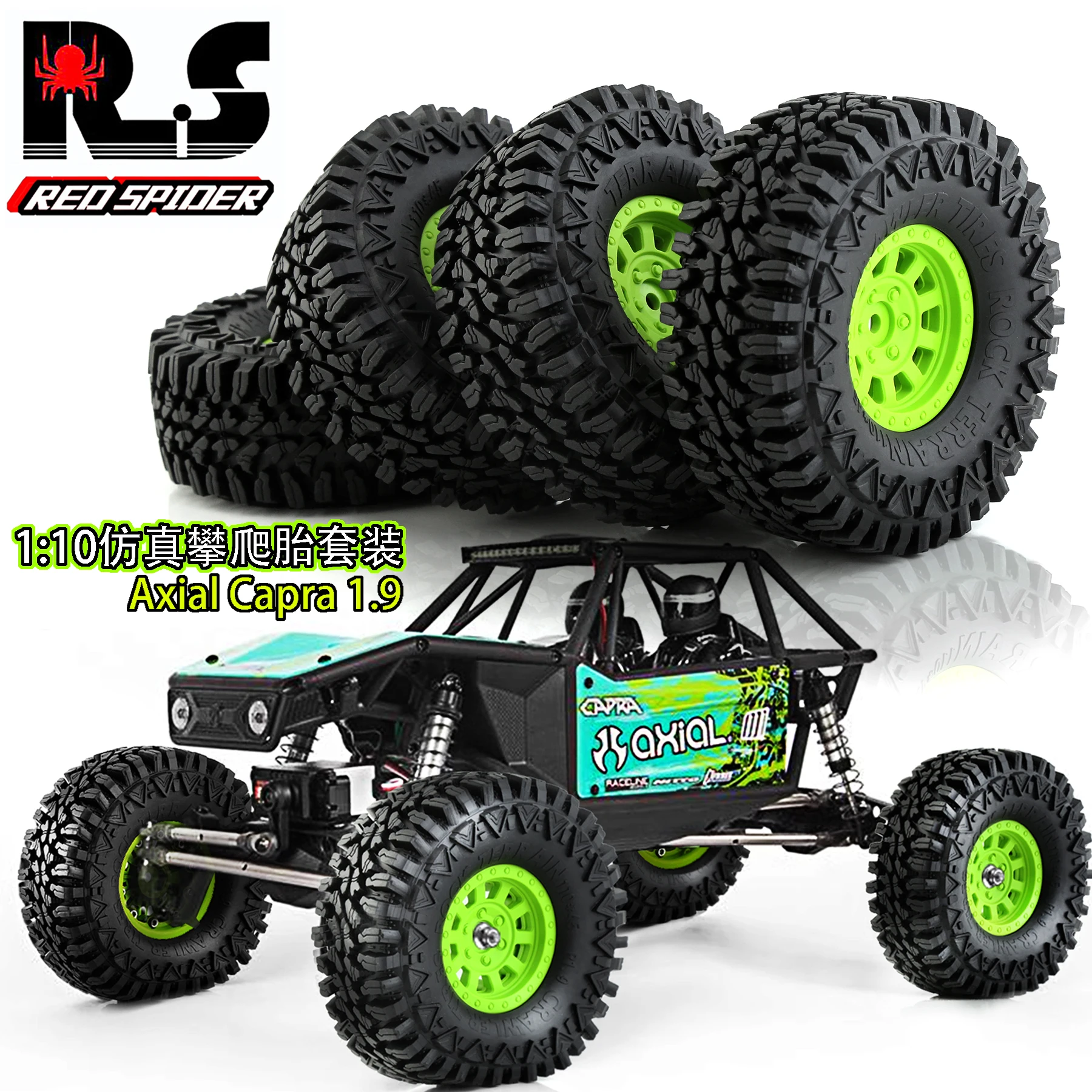 RED SPIDER 4Pcs 1.9 Plastic Beadlock Wheels Crawler And Rubber Tires for 1/12 Crawler Car MJX H12Y+ Axial SCX10 AXI03007 Tamiya