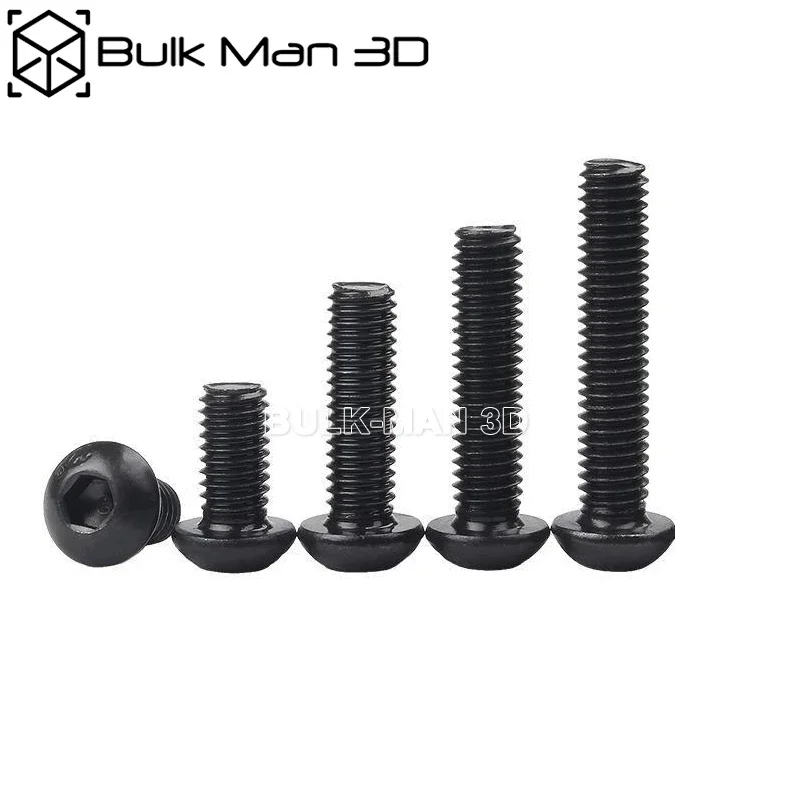 10pcs/Lot M3/M4/M5 Button Head Screw Black Oxide Length From 6mm to 50mm