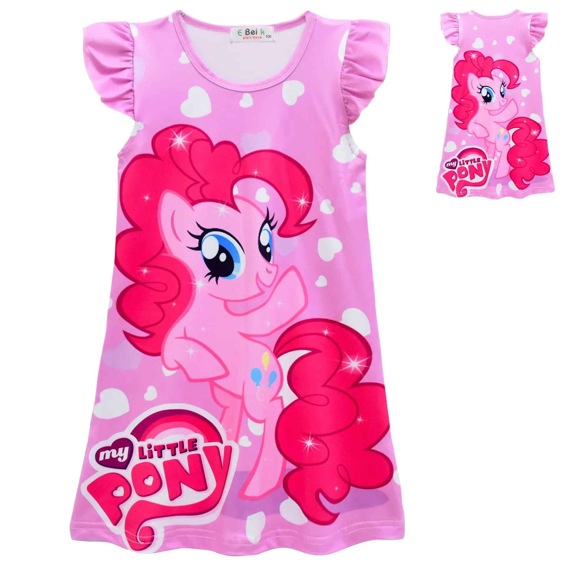 

My Little Pony Print Skirt Cute Summer Child Nightgown Anime Pajamas Cartoon Pinkie Pie Girl Dress Student Clothes Birthday Gift