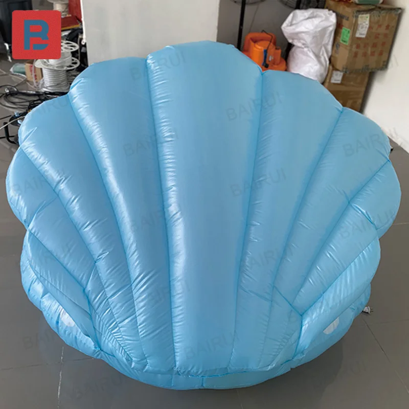 Conchas azules inflables, modelos de aire animal, con sopladores, accesorios de decoración para eventos a gran escala al aire libre y pueden iluminar