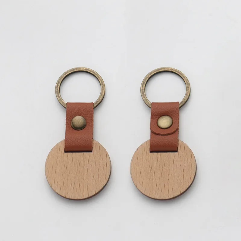 Customized Wooden Keychain Blanks Laser Engraved Beech Wood Key Chains for Hotel Room Personalized Logo Keyring Gift