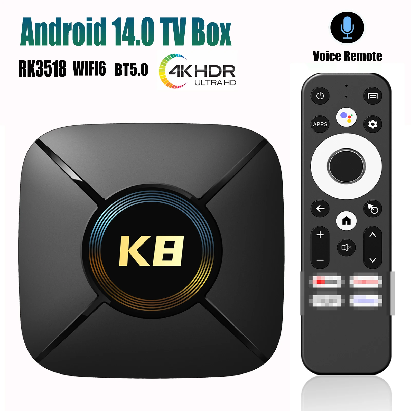 

HK1 RBOX K8 MINI Android 14 TV Box RK3518 4K HDR 2.4G 5G WIFI6 BT5.0 ROM 16G 32G