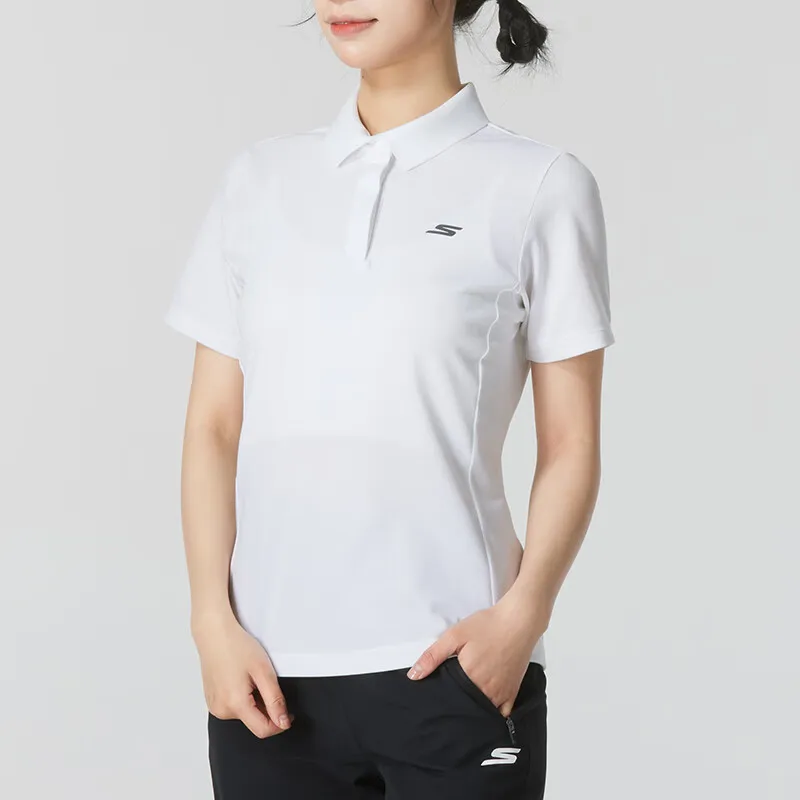 Skechers Women's New Sportswear Comfortable and Breathable Knitted Short-sleeved Polo Shirt