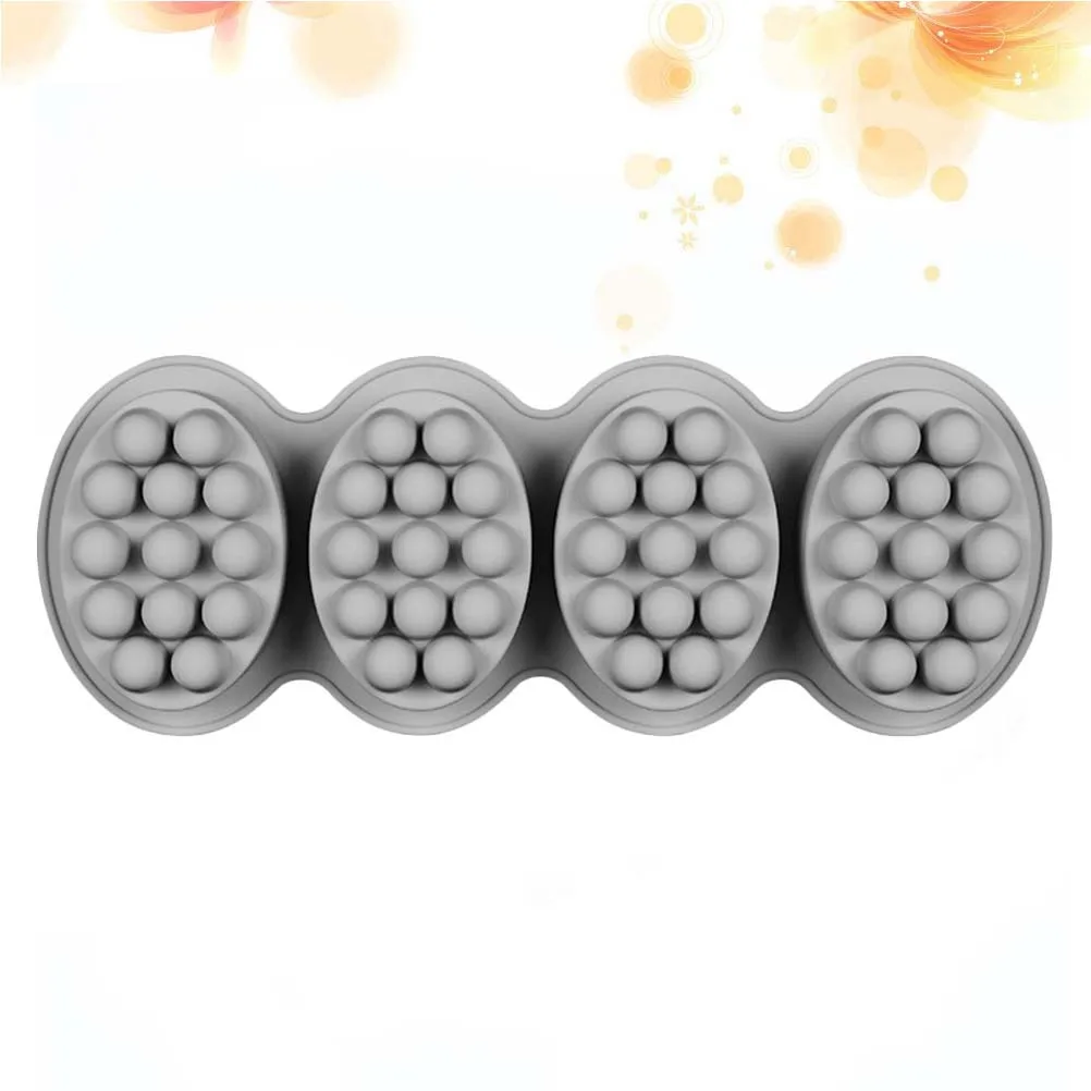 

4-Cavity Silicone Mold Non-Stick For Diy Handmade Soap Cake Baking Oven Microwave Safe Flexible Grey Soap Making Craft