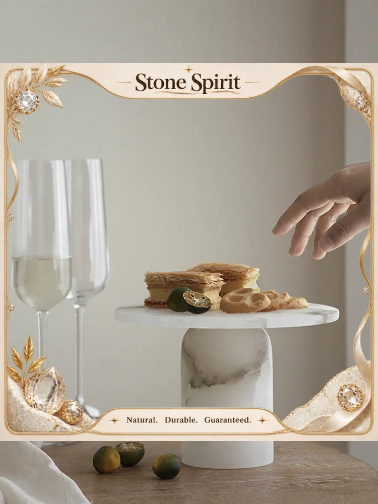 Marble Pedestal Cake Serving Stand for Weddings Showers Anniversaries Parties White Onyx Stone Tray for Dessert Table Home Decor