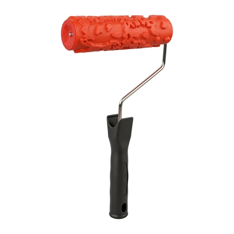 Texture Paint Roller 7 Inch Embossed Rubber Pattern Tool with Metal Frame and Grip Handle for Wall Finish, Accent Walls, D2RD