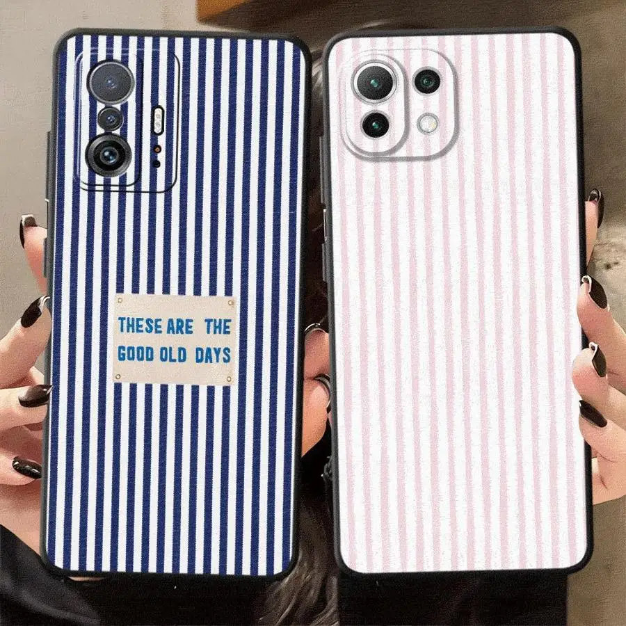 Case for Xiaomi Mi 11 12 13 Lite 13 14 15 Pro 12X 10T 11T 12T Pro Black Soft Phone Cover Retro Stripes