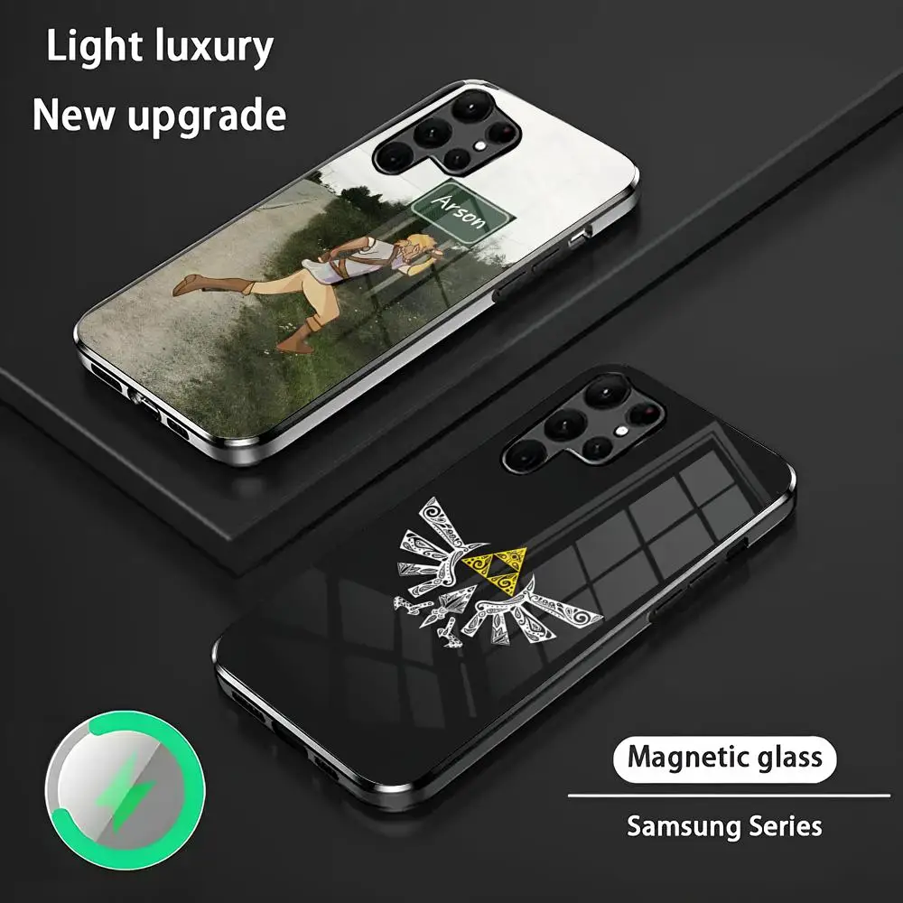 Juego Zeldas Legends funda de teléfono S24 Ultra Fundas Celulares para Samsung S24 S23 S22 S21 S20 Plus Ultra Note20 teléfono magnético de vidrio