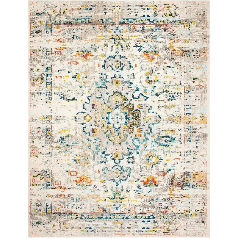 Area Rug - Boho Distressed Medallion Design, Non-Shedding & Easy Care, Ideal for High Traffic Areas in Living Room