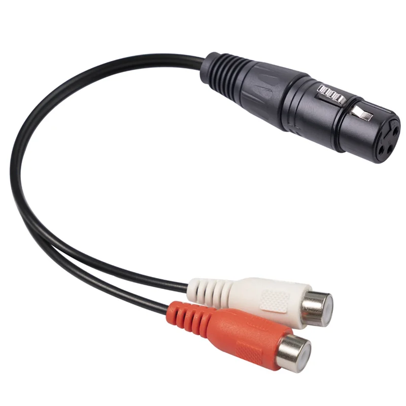 Cable XLR a doble RCA XLR a RCA Y Cable divisor 3 pines XLR hembra a 2RCA hembra amplificador enchufe de mezcla Cable AV, 0,2 M