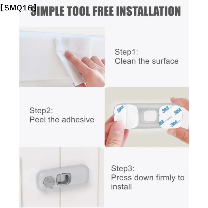 Baby Safety Lock 360 Degree Rotation Design No Drill Strong Adhesive For Cabinets Drawers Wardrobes Child Safety Protection【SMQ】