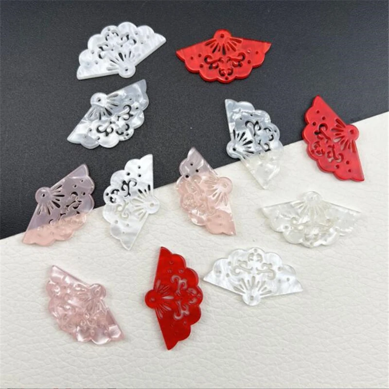 new creative resin beads acetic acid fan beads charms connectors for diy earrings hairpin jewelry making accessories