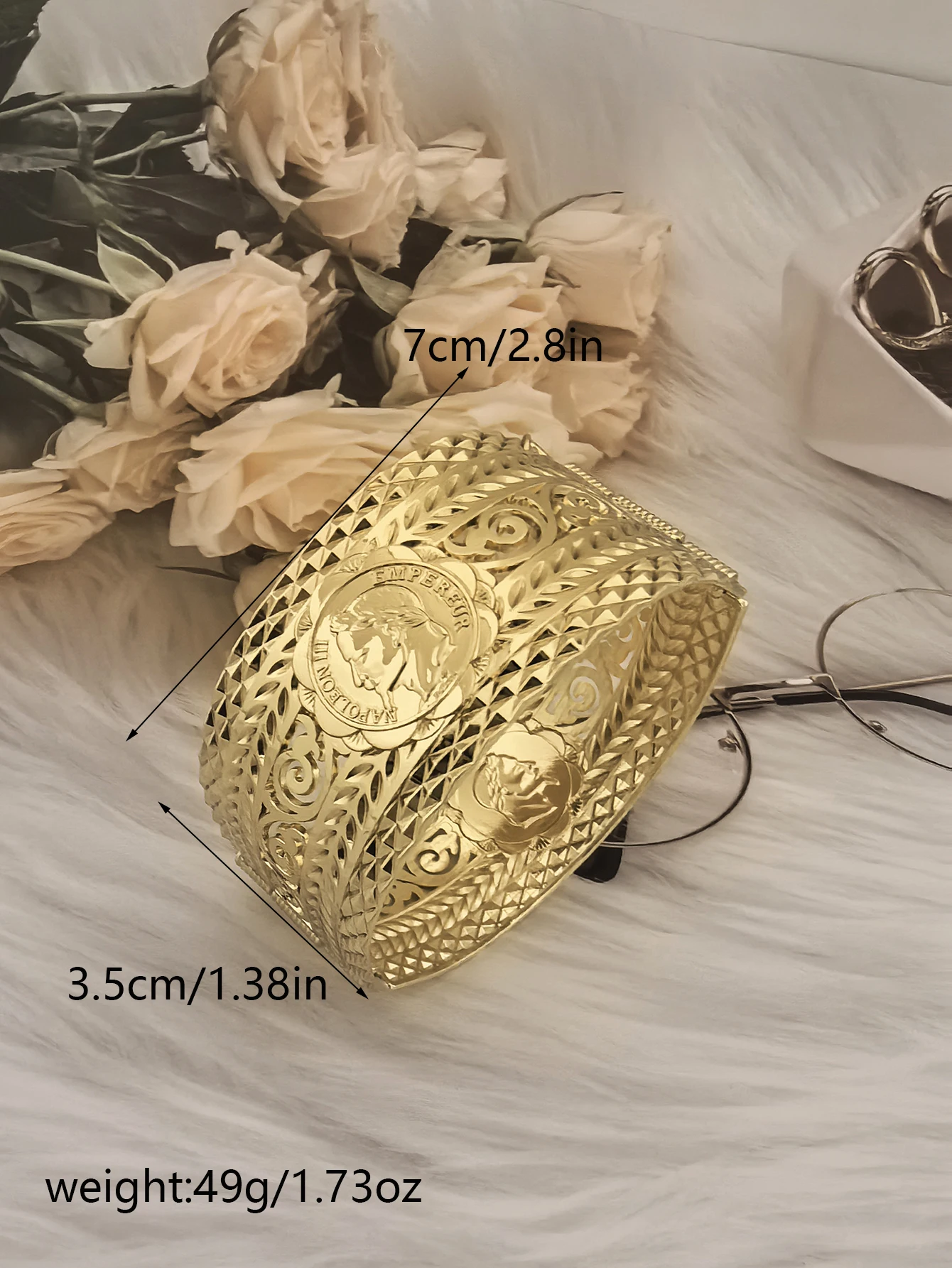 A Finely Engraved Alloy Bracelet Napoléon Figurines Alloy Bangle Bridal Jewelry Can Be Opened image 5