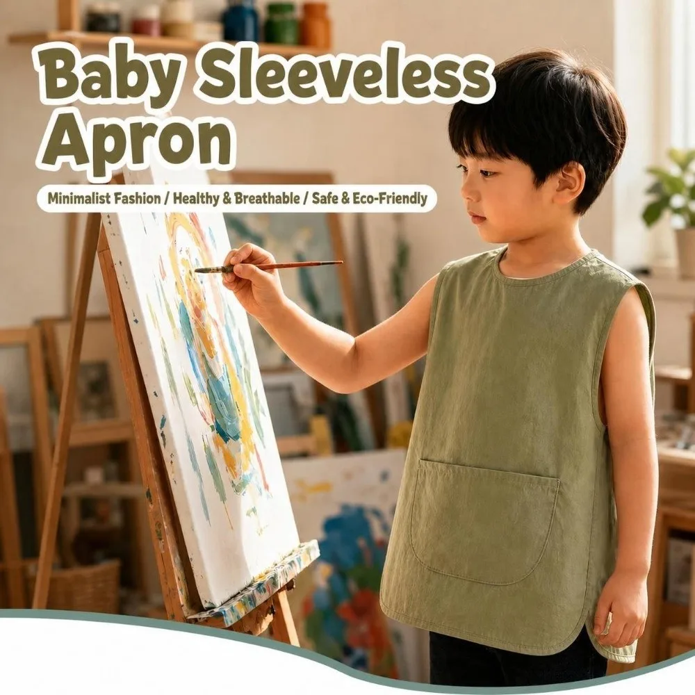 New Sleeveless Bib Apron Waterproof Lightweight Toddler Smock Breathable Easy Clean Eating Coverall Art Class