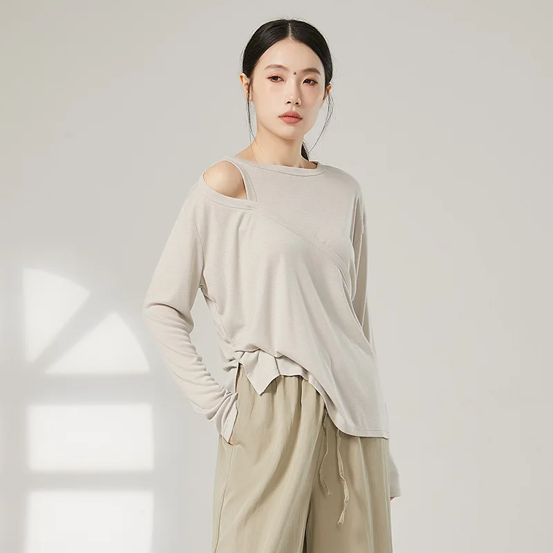 Одежда для современных танцев, свободная блузка, танцевальная одежда с длинными рукавами, одежда для взрослых, топы для классических танцев.