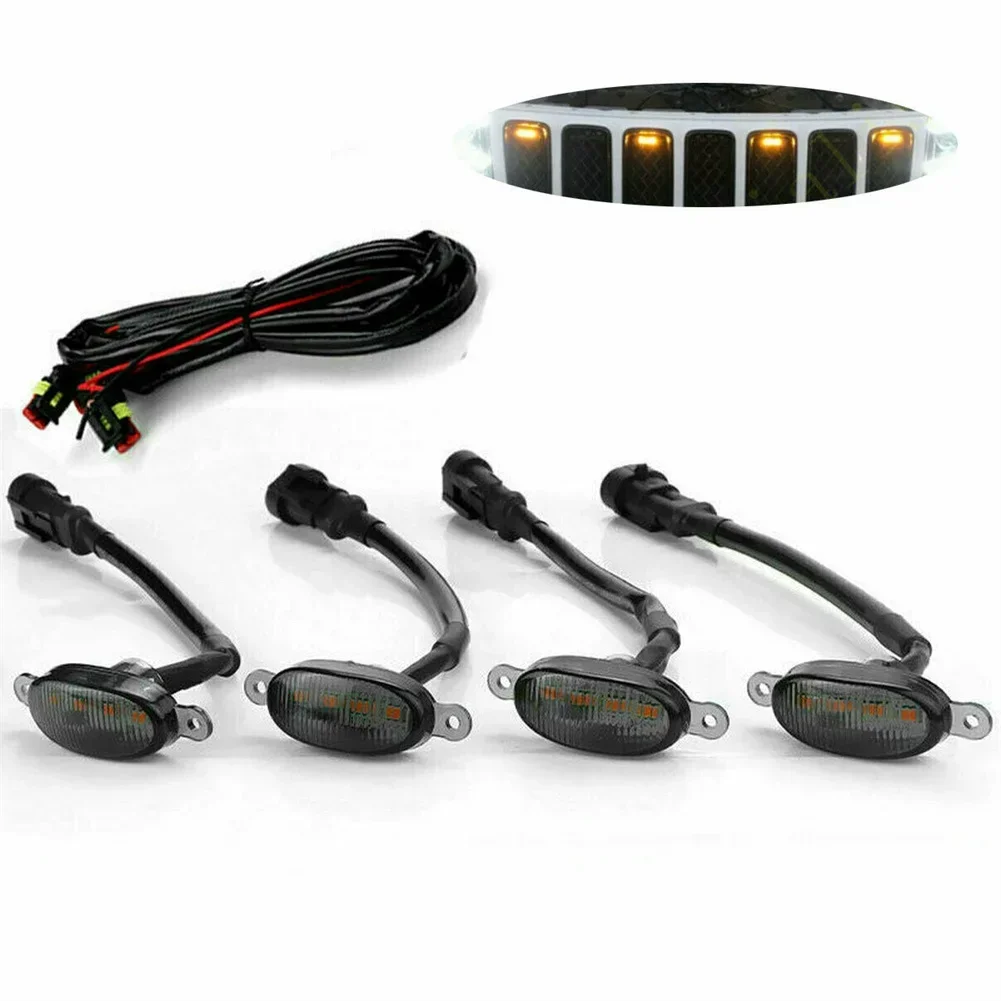 For Jeep Grand Cherokee Front Grille LED Replacement For Jeep Grand Cherokee Front LED Parts Style 4PCS W/wire