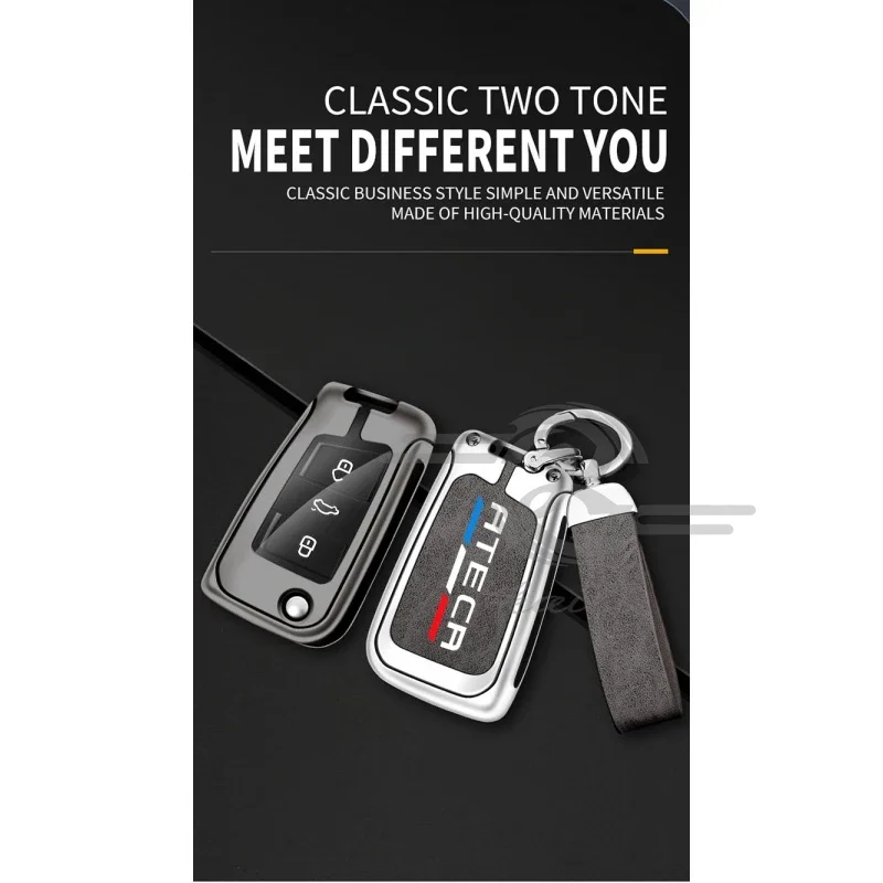 Car TPU Zinc Alloy Key Case Bag For Seat Ateca Arona IBIZA Leon Car Key Chain Car Metal Key Shell Interior Decoration Accessorie
