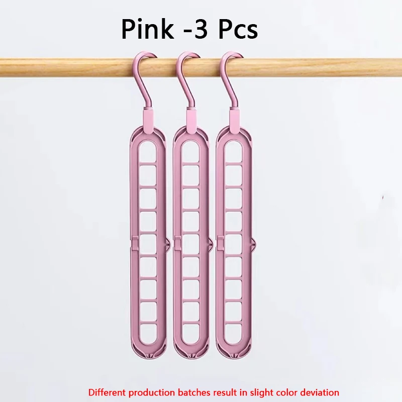 3Pcs 9-loch Kleiderbügel Organizer Platzsparende Kleiderbügel Multi-funktion Klapp Magie Kleiderbügel Trocknen Racks Schal kleidung Lagerung