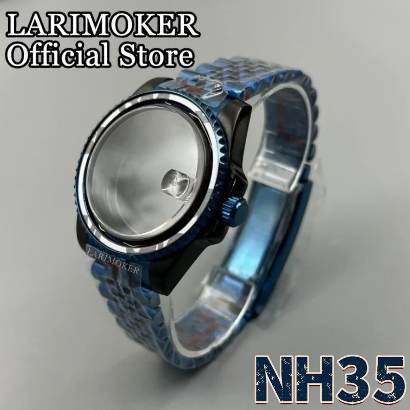 

Новый корпус часов LARIMOKER 40 мм, черно-синий, двухцветный, с рифленой поверхностью, сапфировое стекло, ремешок из нержавеющей стали 904L, подходит для механизма NH35.