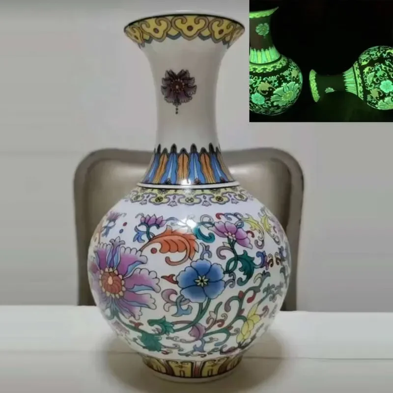 for Glowing Vase Chinese Korean Style with Lid Antique Luminous Pure Handmade Ceramic Flower Pot
