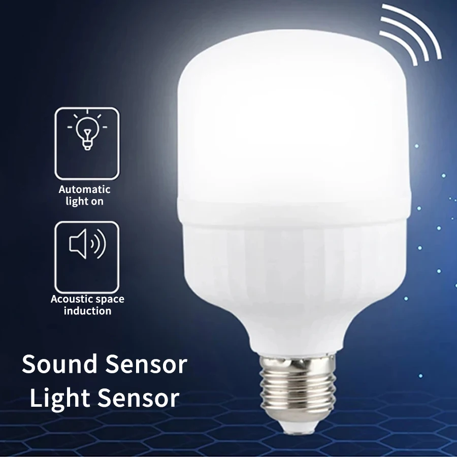 Motion Sound Sensor หลอดไฟ LED E27 220V ห้องครัวห้องนอน Night Light สําหรับทางเดินห้องโถงทางเดินบันไดแสง