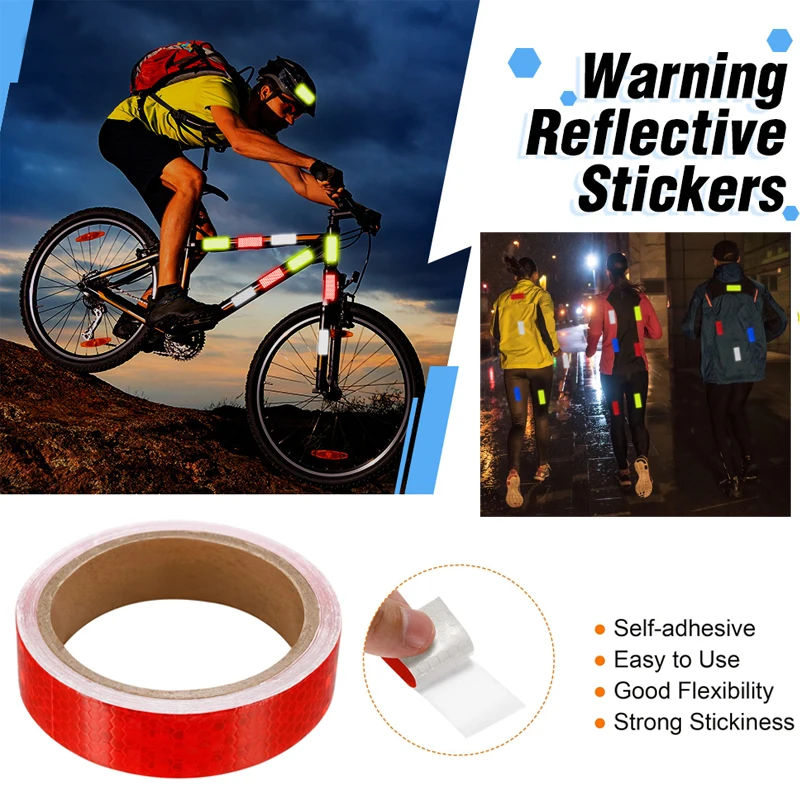 Red White Yellow Reflective Sticker Waterproof Strong Adhesive Safety For Car