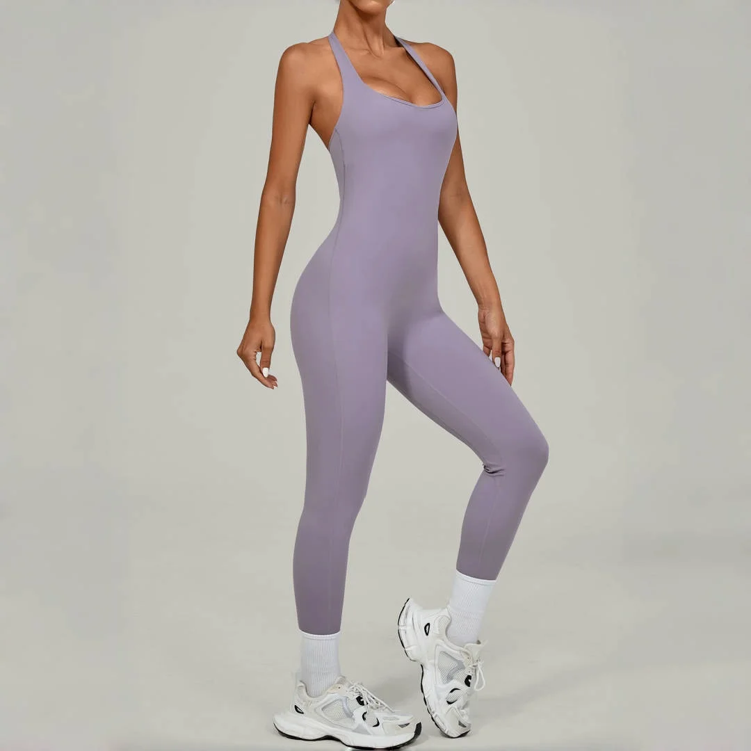 

Yoga Bodysuit Sports Fitness Peach Hip Jumpsuit Halter Neck Backless One-piece Outdoor Workout Clothes Gym Leggings Yoga Suit