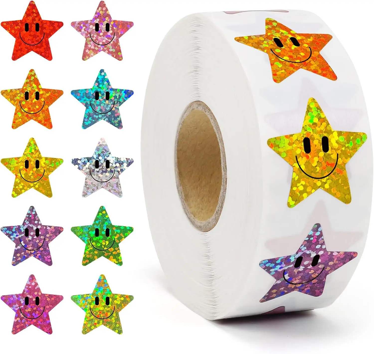 

500pcs Roll Stickers Smiling Glitter Stars Anime Cute Stickers Kawaii Charizard Round Seal Stickers Rolls Stickers Graffiti Gift