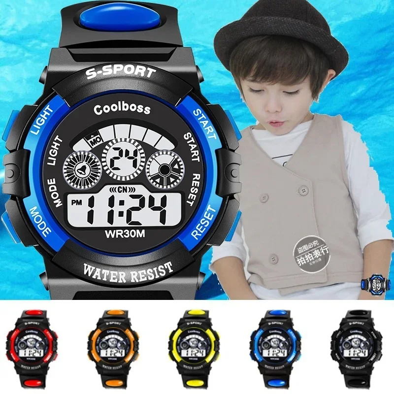 Kids Luminous Watches LED Night Light Flash Digital Waterproof Alarm for Boys Girls Wristwatch Quartz Watch Children's Clock