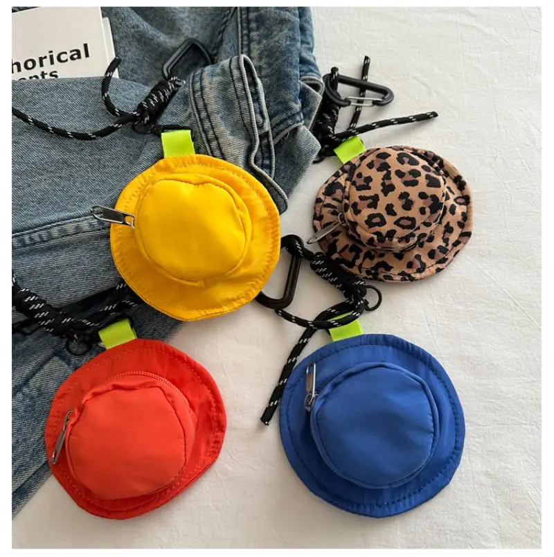 Portable Storage Bag Coin Key Bag Fisherman Hat Shape Compact Makeup Headphone Bag Printed Mini Bag Pendant Bag Christmas Gifts