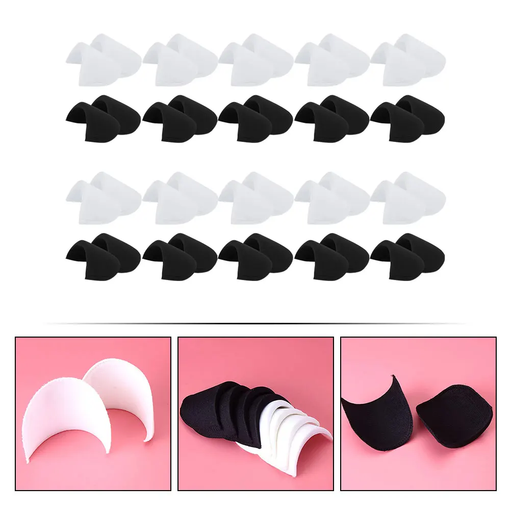 

20 Pairs 8x13 5x1 White Black Shoulder Pads Women Costume Sponge Soft Comfortable Reusable Enhancer Foam Padding