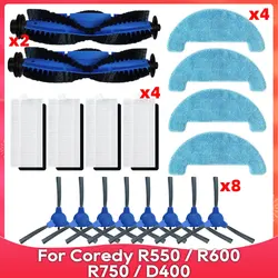 Fit For Coredy R550 / R500+ / R600 / R650 / R750 / D400 Robot Vacuum Cleaner Parts Main Side Brush Hepa Filter Mop Rag