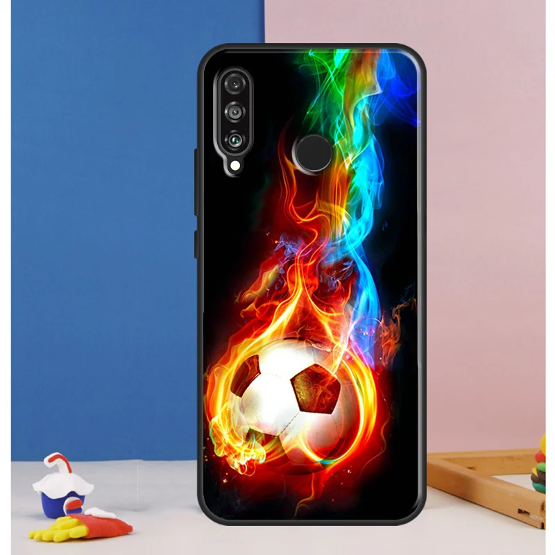 Fire Football Soccer ball For Huawei Nova 12s 7i 8i 11i 12i 9 10 SE Y91 Y90 Y60 Y70 Y72 P30 P40 Lite P60 Pro Case