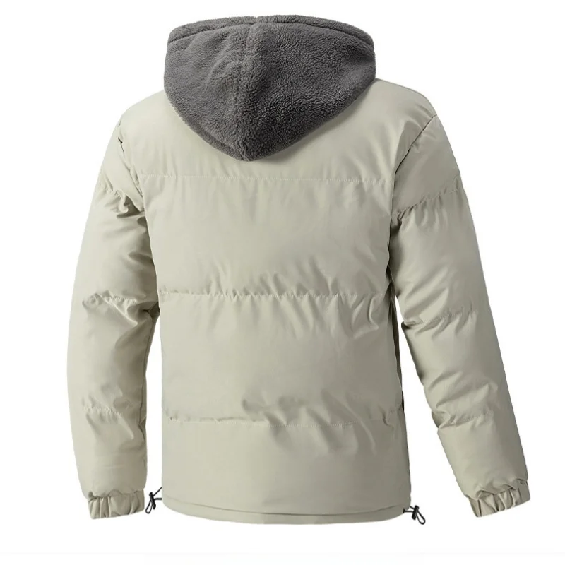 Winter Warm Jacket Man Hooded Fake Two Piece Padded Coat Solid Color Plus Size Loose Thick Warm Cold Proof Wadded Jacket