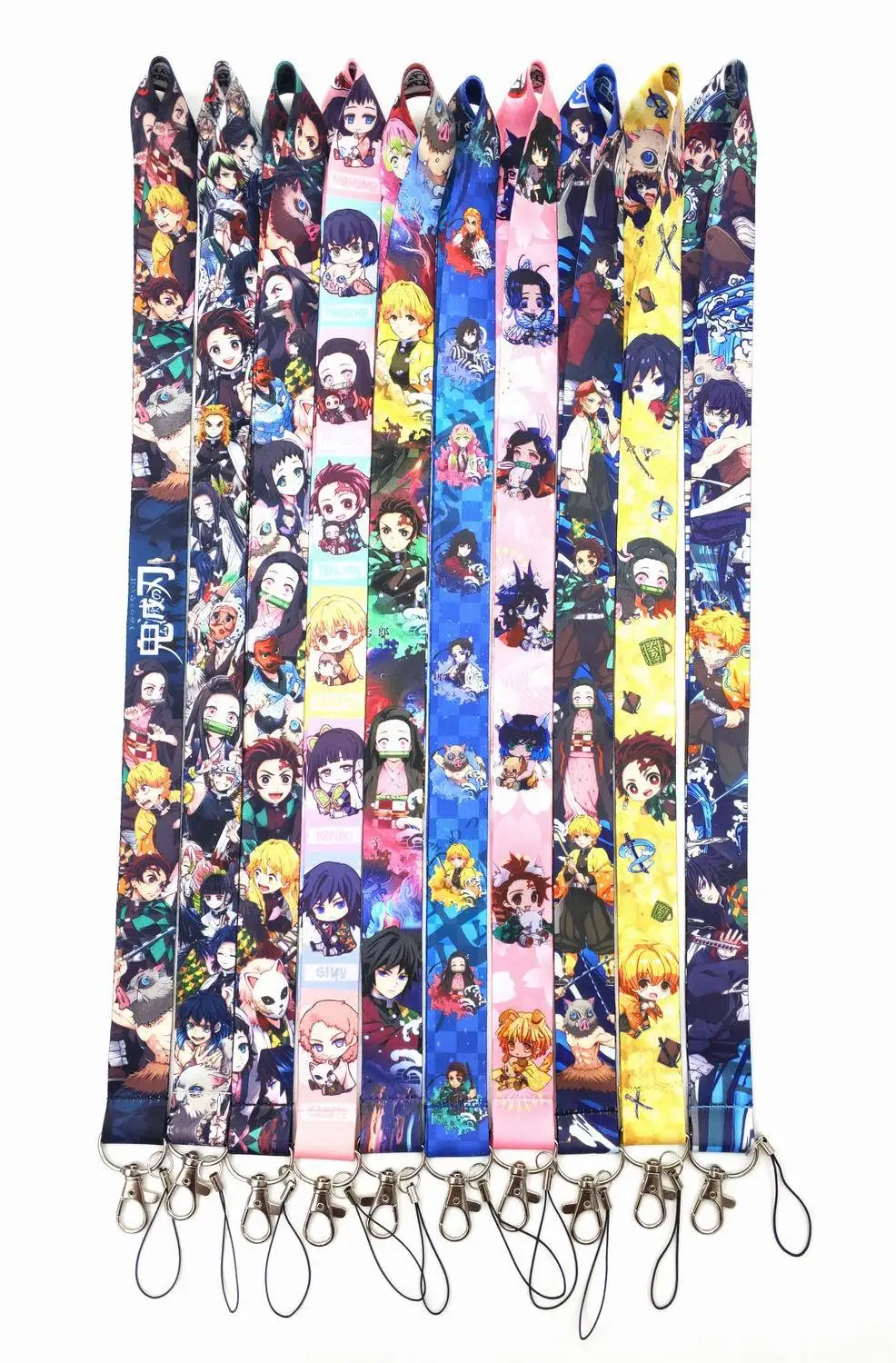 Disney Kimetsu no Yaiba Printed Keychain Lanyard For Keys ID Badge Holder Neck Strap Hang Rope Webbing Ribbon