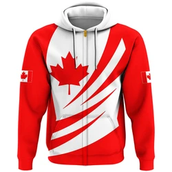 Canada National Flag Print Zip Hoodies For Men Fashion 3D Printing New in Sweatshirts Hip Hop Harajuku Oversized Pullover Tops