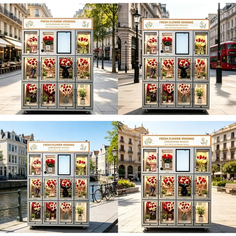 Factory Direct Refrigerated Flower Vending Machine 24H Unmanned Self Service Remote Monitoring Fresh Keeping