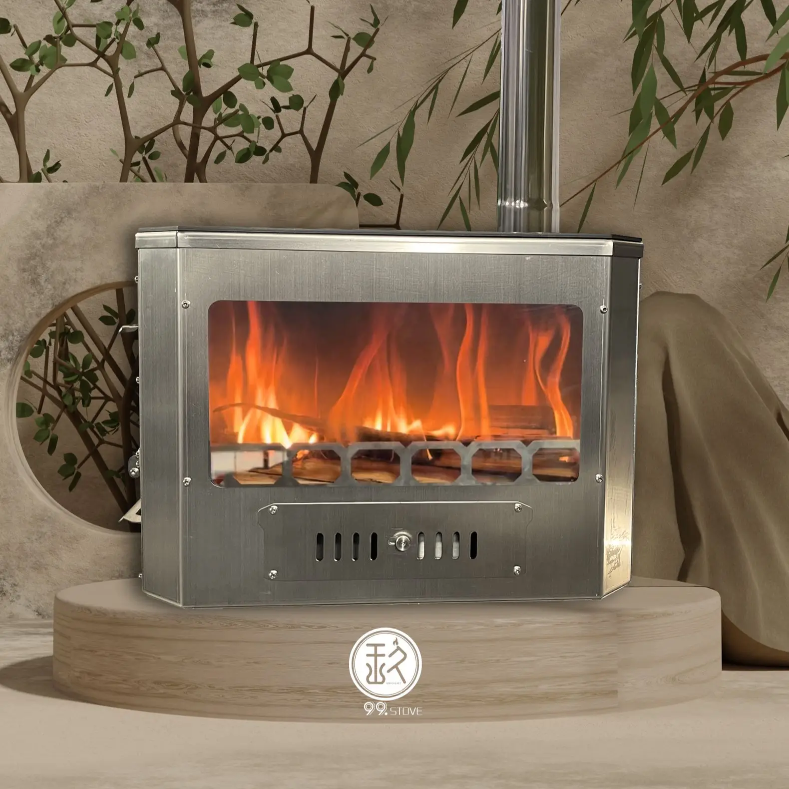 

STLFPortable Outdoor Camping Stainless Steel Firewood Stove Multifunctional Picnic Tent Stove