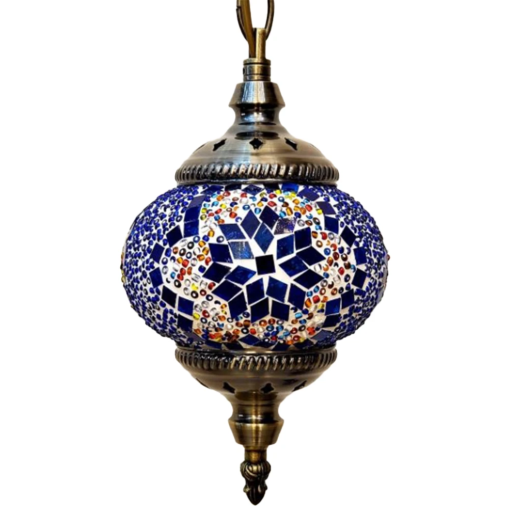 Romantic Turkish Retro Lighting Turkish Moroccan Mosaic Hanging Ceiling Lamp E27 Decorative Glass Globe Fixture Home Decoration