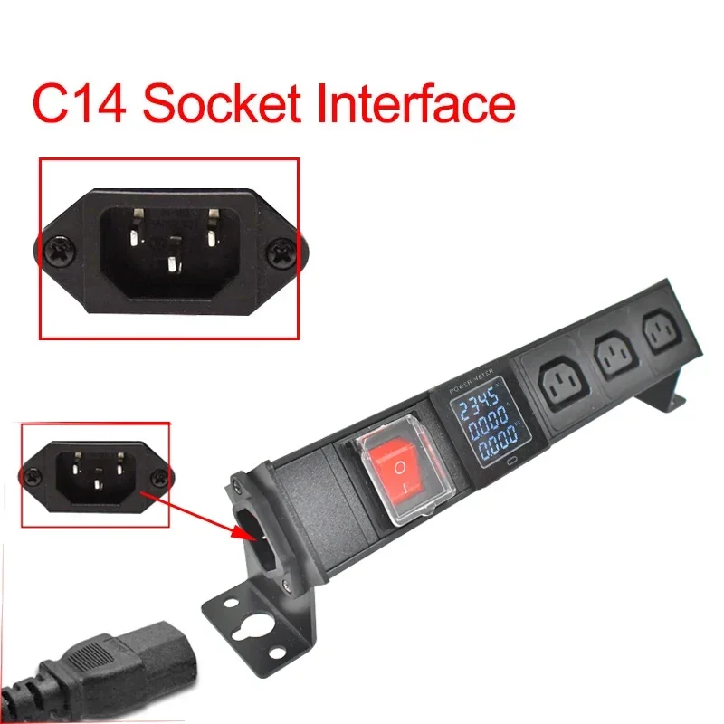 PDU power strip network cabinet rack C14 port desktop C13 socket 1-9AC double break switch with ammeter wireless socket