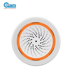Coolcam Tuya Zigbee Smart Siren Alarm For Home Security with Strobe Alerts Support USB Cable Power UP Works With TUYA Smart Hub