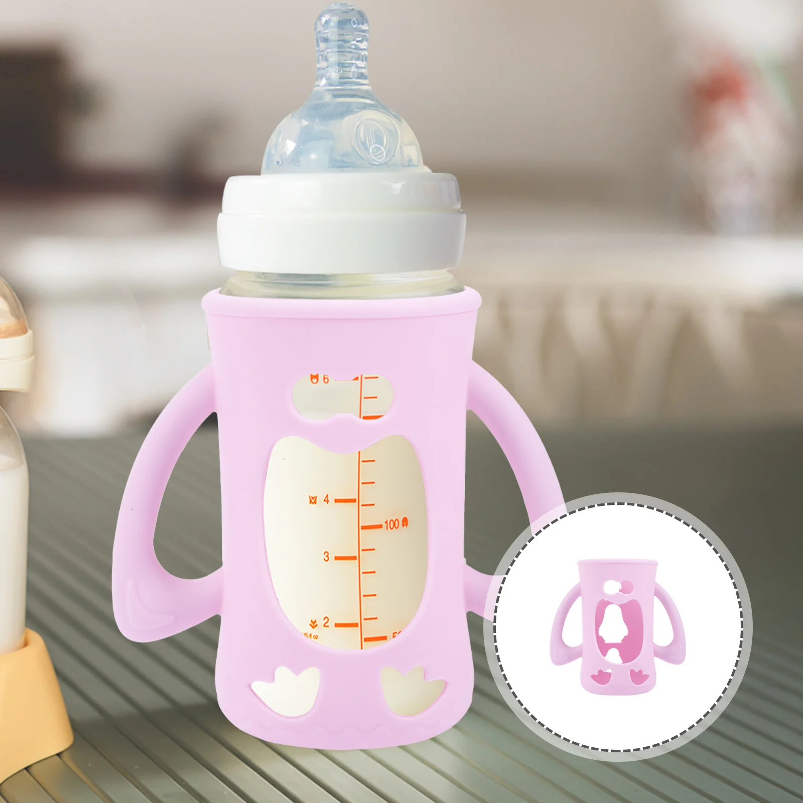 

Силиконовый чехол для детской бутылочки, стеклянный чехол для детской бутылочки, безопасный, без запаха, прочный защитный рукав для кормления ребенка