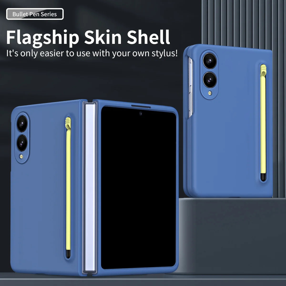 Luxuriöse Handyhülle mit Hautgefühl für Samsung Galaxy Z Fold 8 Wide mit Touch Pen, faltbare, stoßfeste, harte PC-Schutzhülle